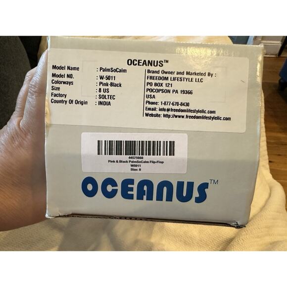 Oceanus PalmSoCalm (Pink W/Black Palm Trees) Flip Flop Size 8 - New - Picture 5 of 8